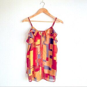 Halogen Multicolor Abstract Tank Top